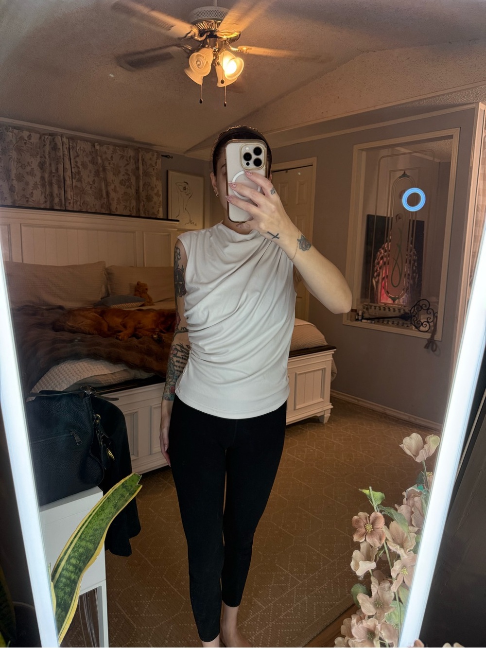 Zara Cream Draped Sleeveless Top